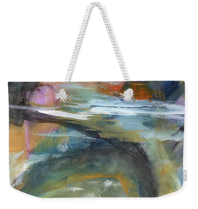 Gouache Weekender Tote Bag featuring the painting Into the Rainbow 4 by Diane Maley