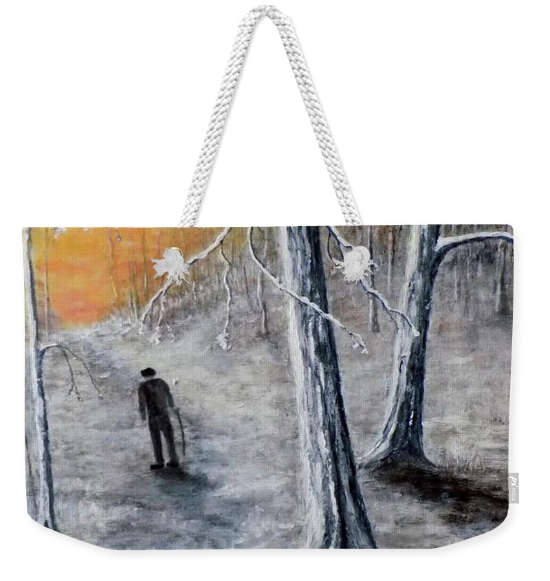 Stroll Weekender Tote Bag featuring the painting Into the Sunset by Judy Kirouac