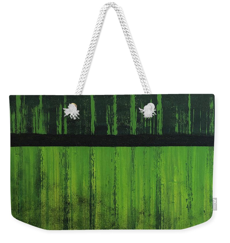 Abstract Weekender Tote Bag featuring the painting Into the Weeds by Amanda Sheil
