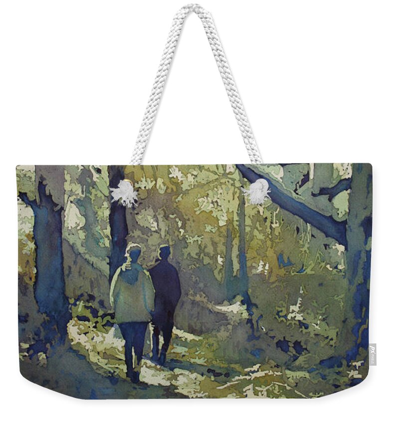 Woods Weekender Tote Bag featuring the painting Into the Woods by Jenny Armitage