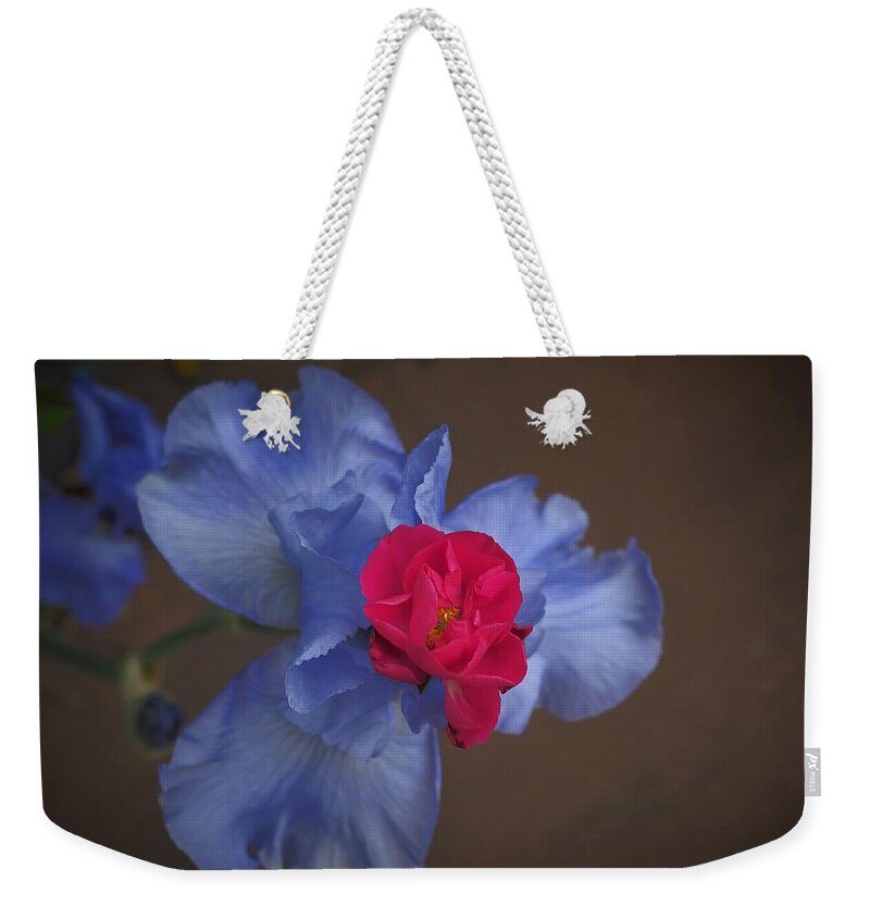 Spring Weekender Tote Bag featuring the photograph Iris and Rose by Richard Thomas
