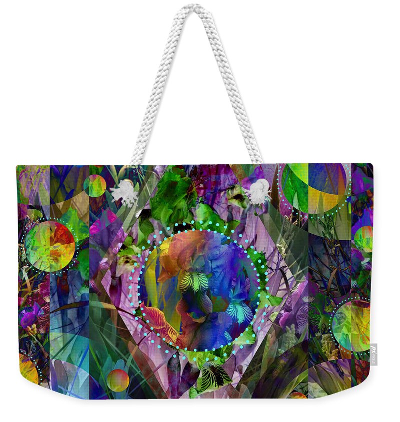 Photography Weekender Tote Bag featuring the mixed media Iris Illusions by Diamante Lavendar