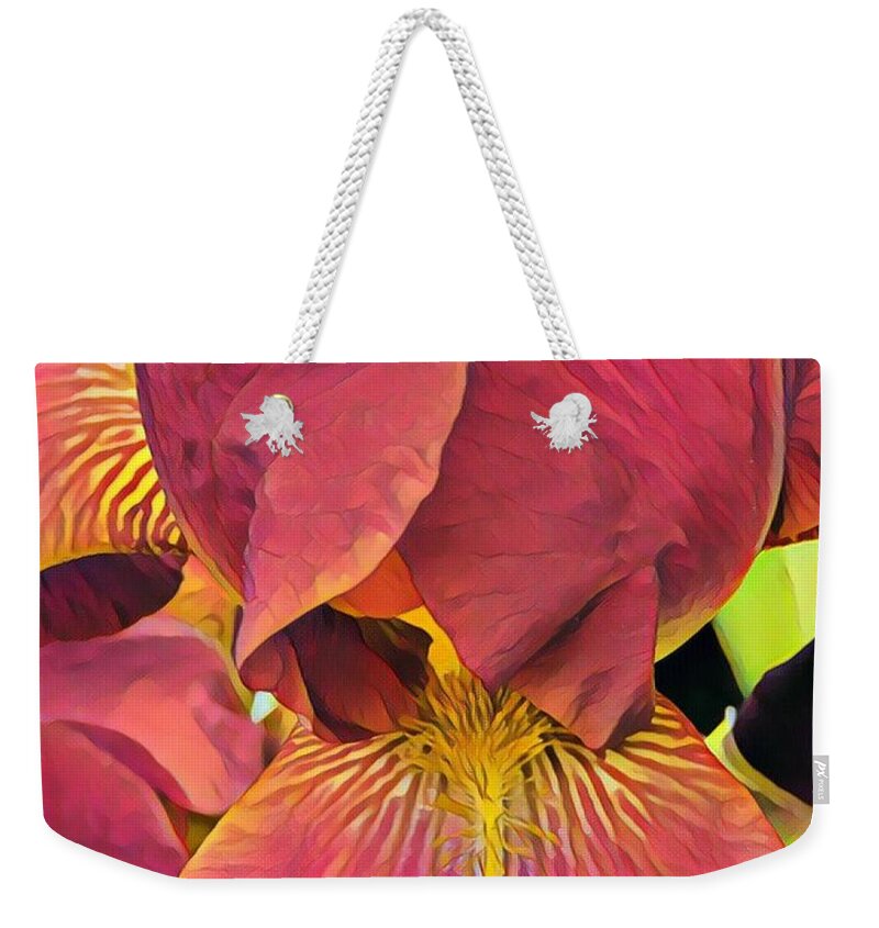 Flowers Weekender Tote Bag featuring the painting Iris by Marilyn Smith