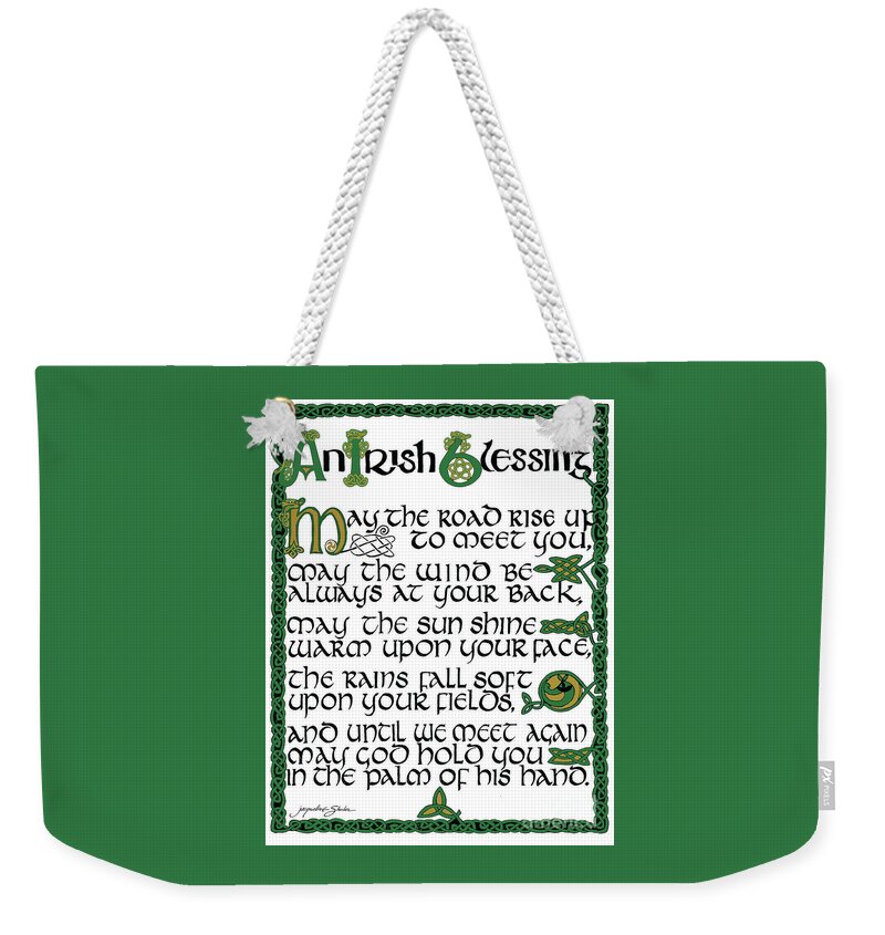 Celtic Weekender Tote Bag featuring the digital art Irish Blessing Classic by Jacqueline Shuler