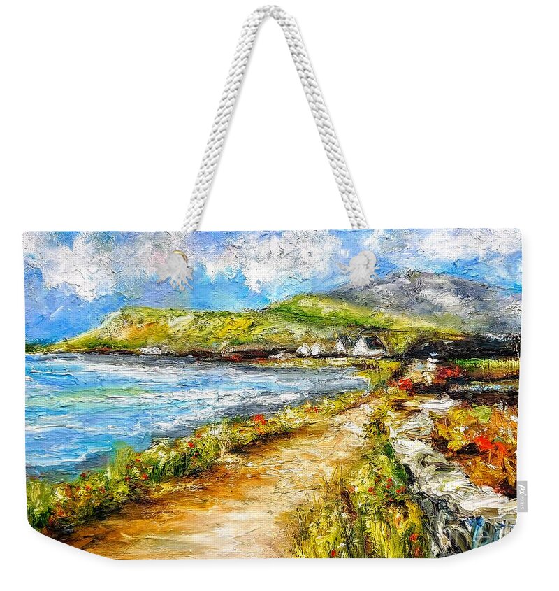 County Clare Ireland Art Weekender Tote Bag featuring the painting Irish landscape paintings county clare Ireland by Mary Cahalan Lee - aka PIXI