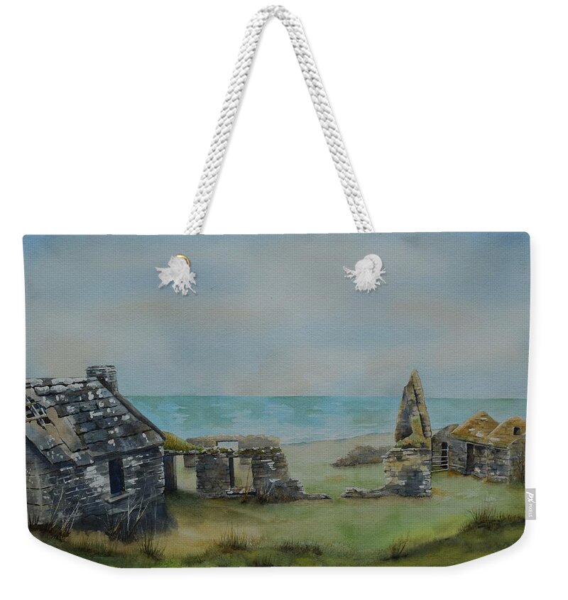 Ireland Weekender Tote Bag featuring the painting Irish Ruins by Celene Terry