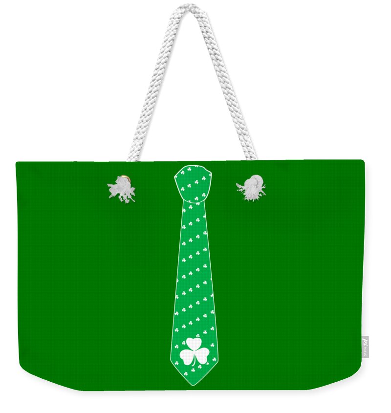 Funny Weekender Tote Bag featuring the digital art Irish St Patricks Tie by Flippin Sweet Gear