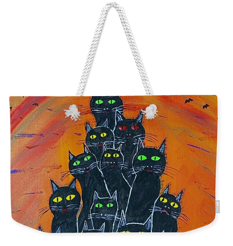 Cats Weekender Tote Bag featuring the painting Is It Halloween Yet? by Jeffrey Koss