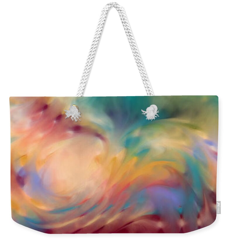 Red Weekender Tote Bag featuring the painting Isaiah 61 1. The Good News Of Salvation. by Mark Lawrence