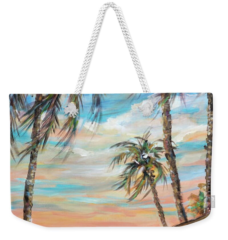 Ocean Weekender Tote Bag featuring the painting Island Party by Linda Olsen
