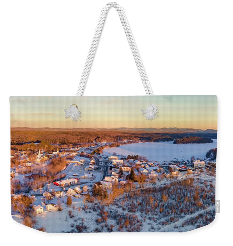2021 Weekender Tote Bag featuring the photograph Island Pond, VT Panorama by John Rowe