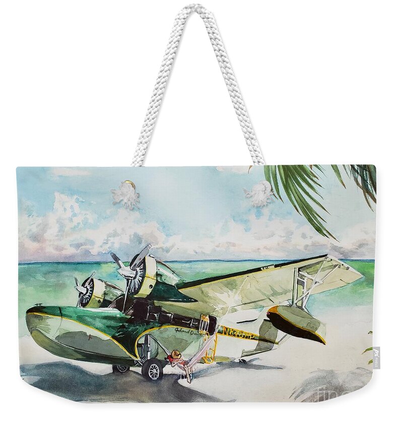 Aviation Weekender Tote Bag featuring the painting Island Queen by Merana Cadorette