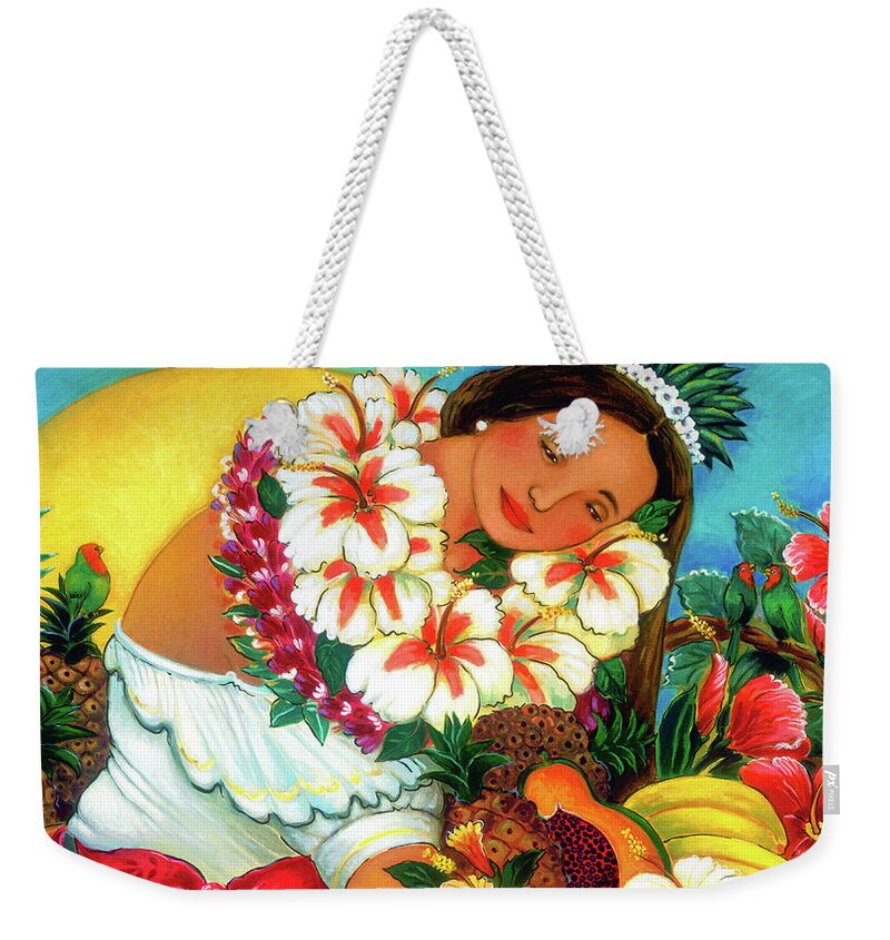 Book Weekender Tote Bag featuring the painting Island Red Book by Linda Carter Holman