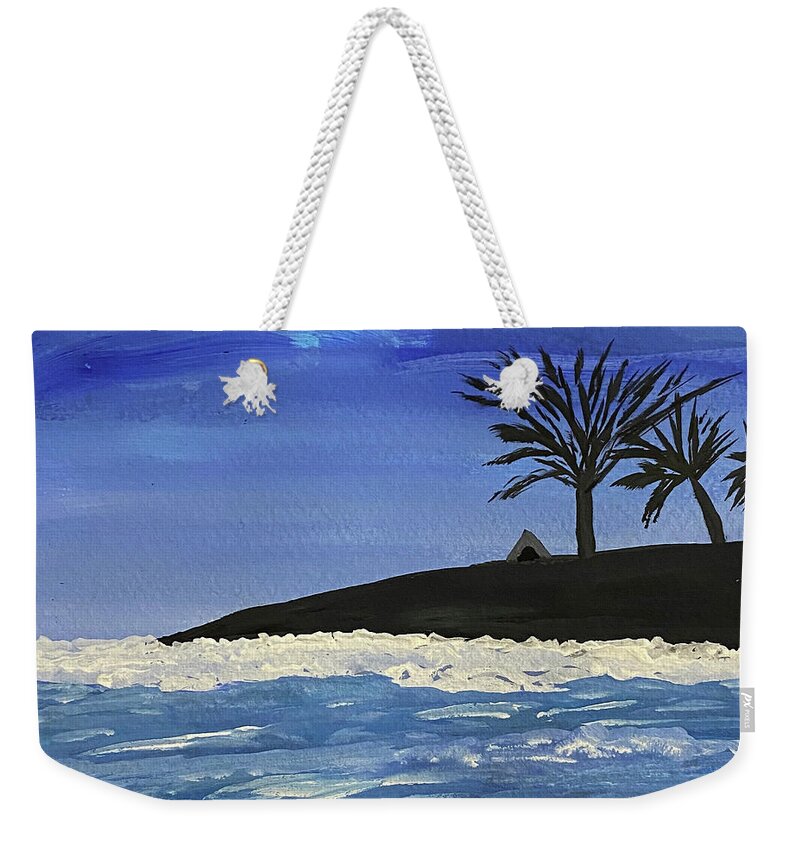 Island Weekender Tote Bag featuring the painting Island Sea by Lisa Neuman