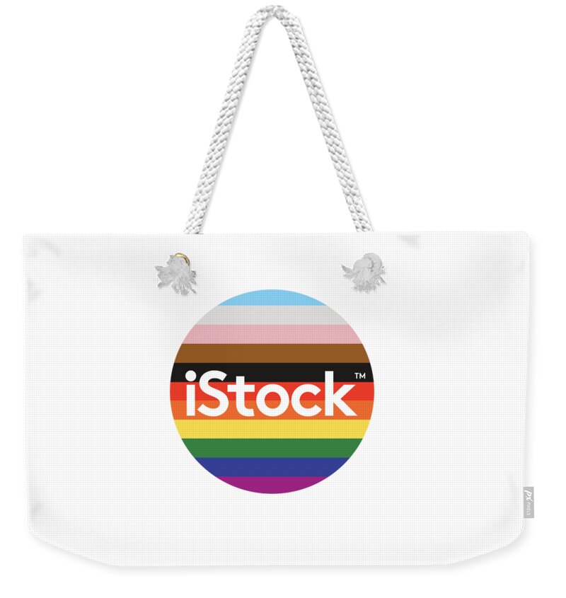 Istock Weekender Tote Bag featuring the digital art iStock Logo Pride Circle by Getty Images