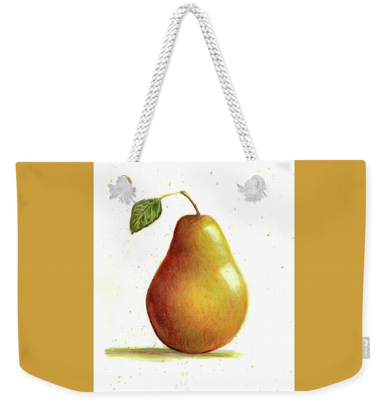 Pear Weekender Tote Bag featuring the drawing It Ain't Easy Being Tasty by Shana Rowe Jackson