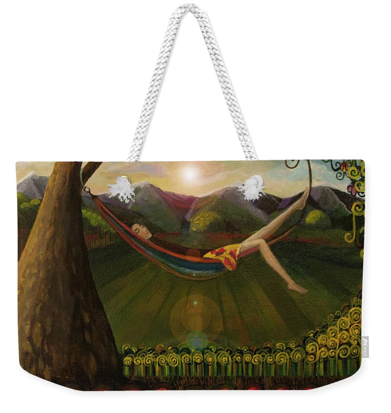 Pop Surrealism Weekender Tote Bag featuring the painting It Feels Like Summer by Mindy Huntress