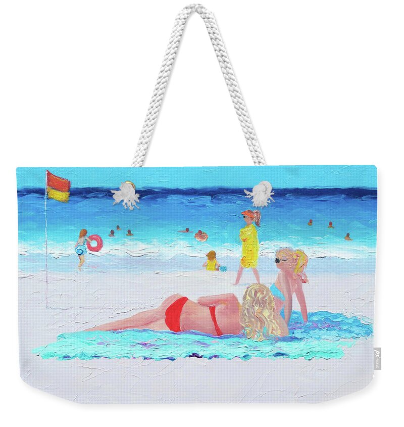 Beach Weekender Tote Bag featuring the painting It was a lazy summer day by Jan Matson