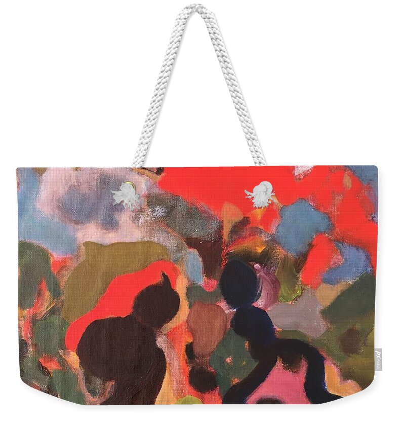 Abstract Weekender Tote Bag featuring the painting It's a mixed up world by Richard Willson