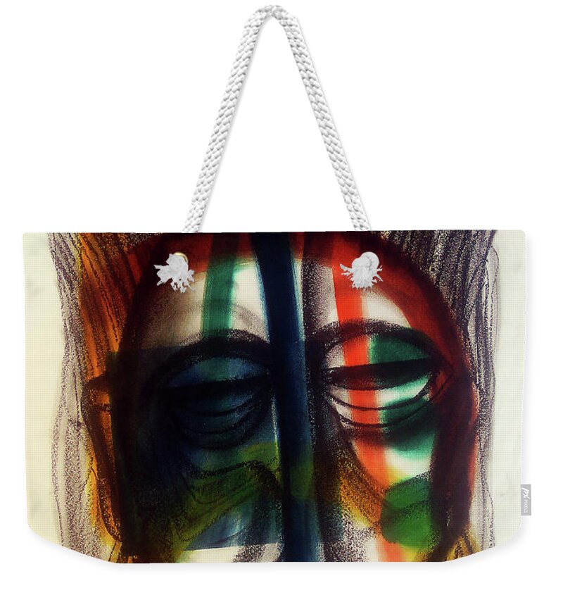 African Weekender Tote Bag featuring the painting It's Me I Am by Winston Saoli 1950-1995
