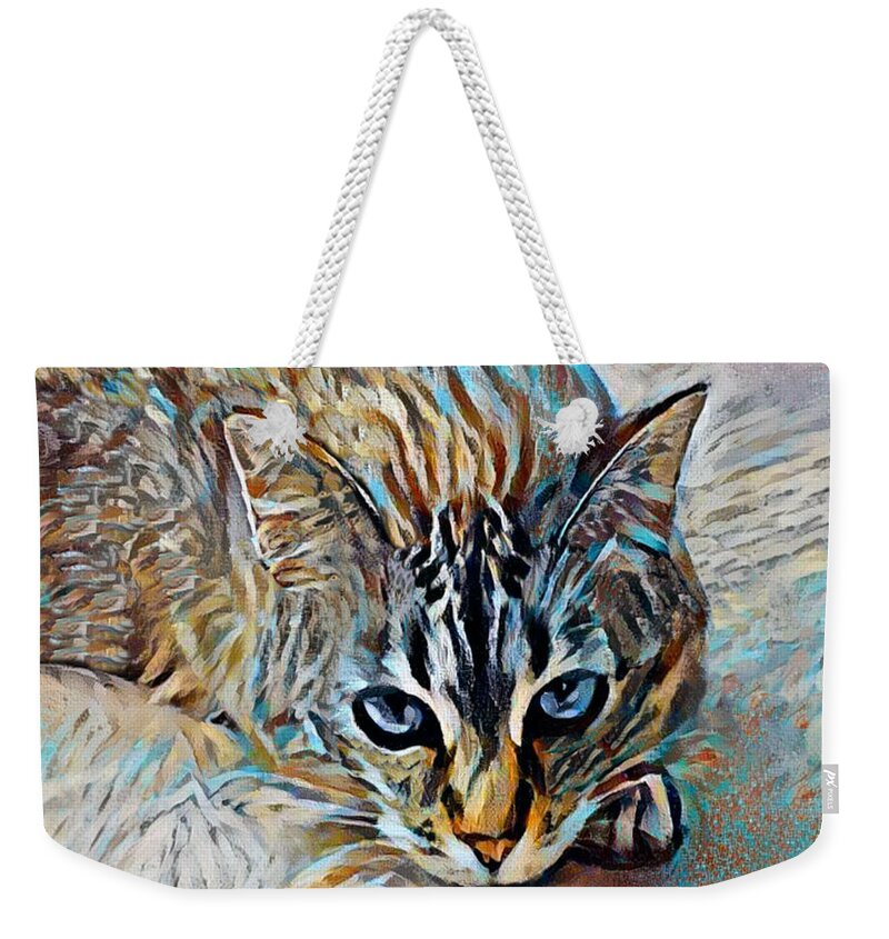 Pet Portrait Weekender Tote Bag featuring the digital art Itsy 3 by Artistic Mystic