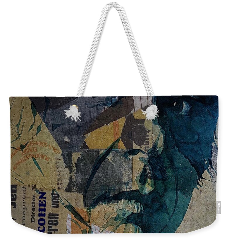 Leonard Cohen Weekender Tote Bag featuring the mixed media I've Seen Your Flag On The Marble Arch by Paul Lovering