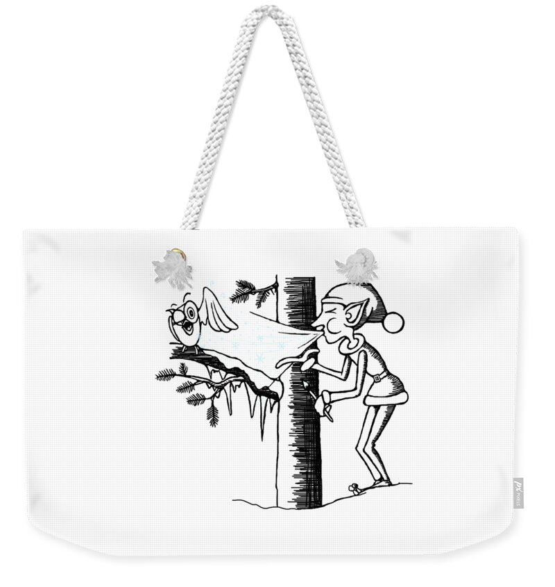 Jack Frost Weekender Tote Bag featuring the digital art Jack Frost holiday card by Konni Jensen