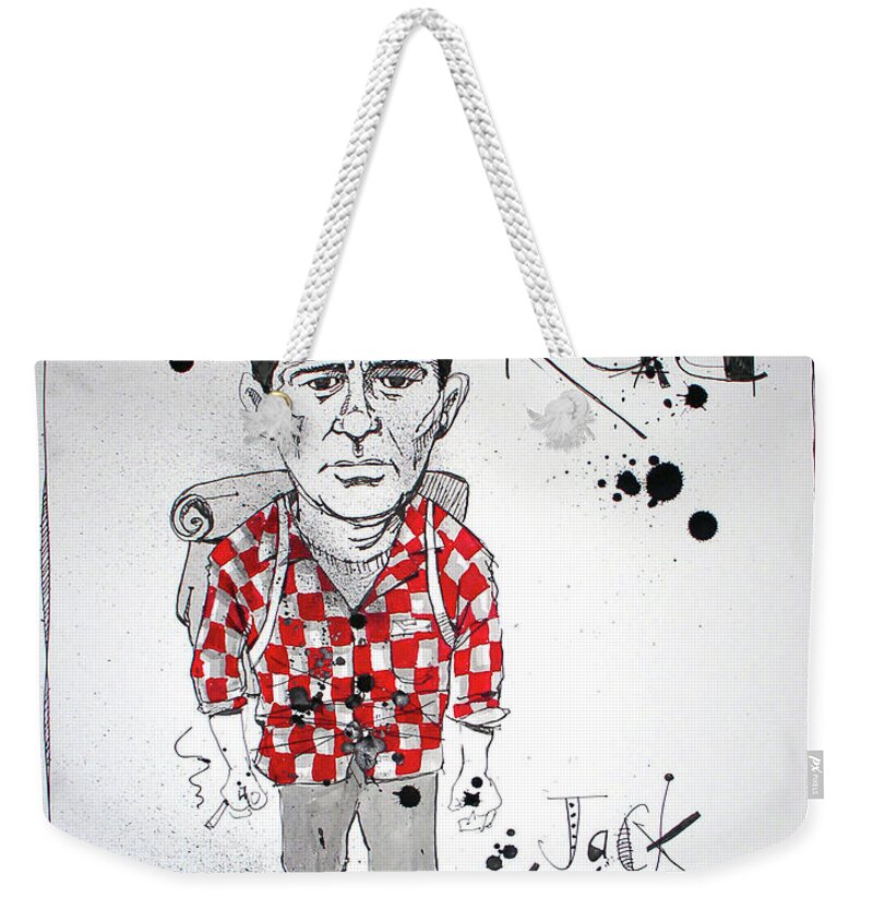  Weekender Tote Bag featuring the drawing Jack Kerouac by Phil Mckenney