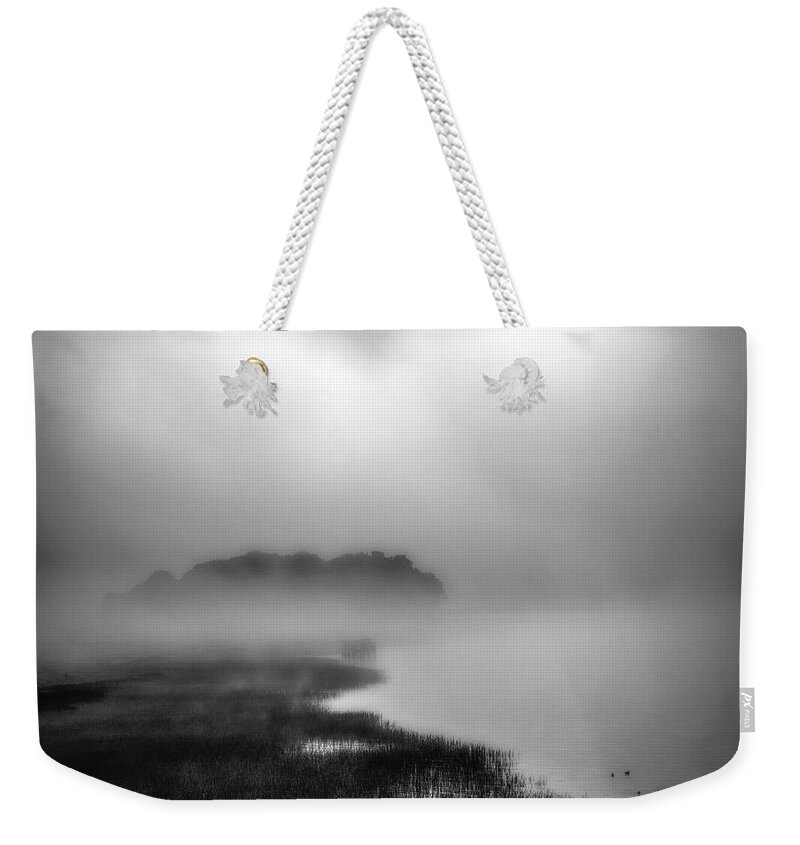 Heavy Fog Weekender Tote Bag featuring the photograph Jake's Island at China Camp by Donald Kinney