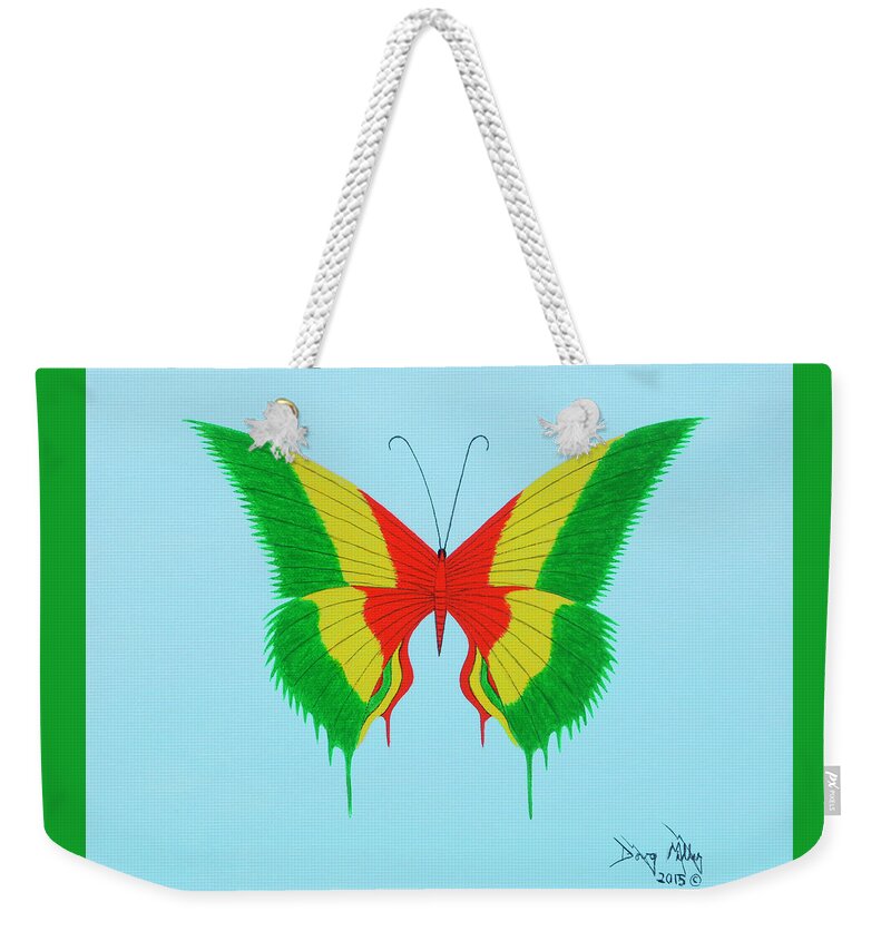 Jamaica Weekender Tote Bag featuring the painting Jammin by Doug Miller