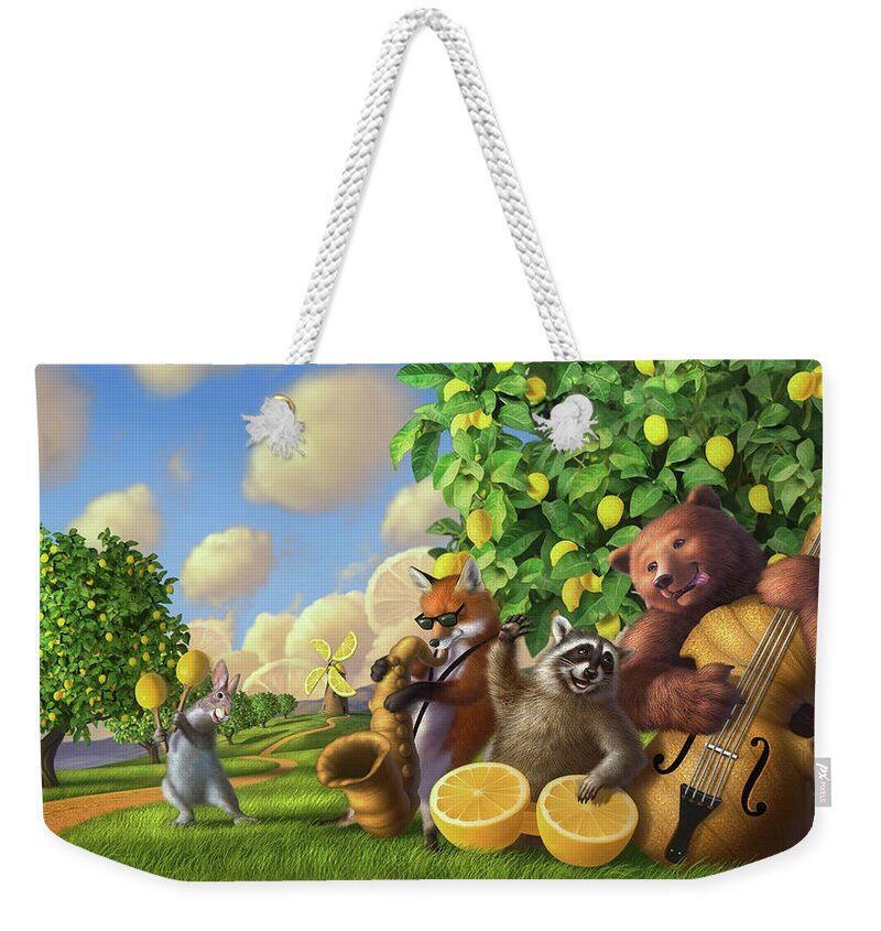 Bear Weekender Tote Bag featuring the digital art Jammin' Lemon Ginger by Jerry LoFaro