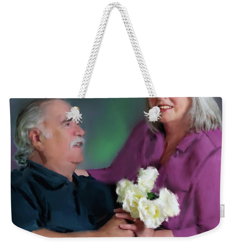 Portrait Weekender Tote Bag featuring the digital art Happy Couple by Cordia Murphy
