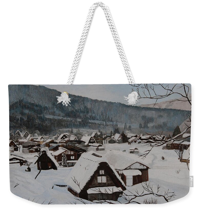 Japan Weekender Tote Bag featuring the painting Japanese Village by Masami IIDA