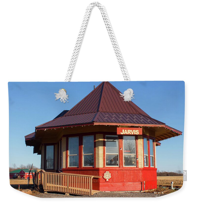 Jarvis Weekender Tote Bag featuring the photograph Jarvis Railway Station by Barbara McMahon
