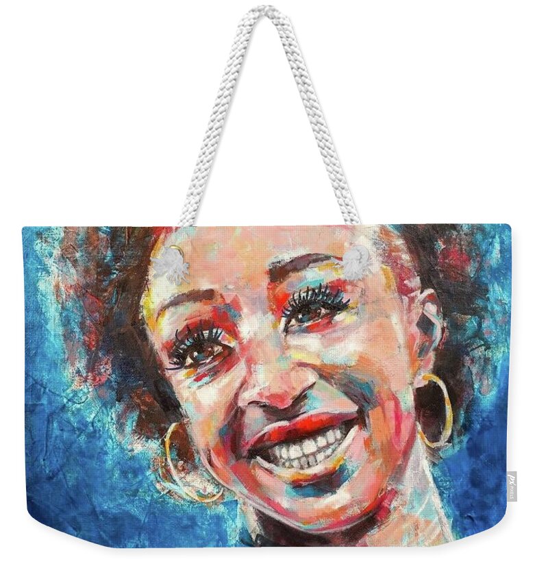  Weekender Tote Bag featuring the painting Jasmine Camacho-Quinn by Luzdy Rivera