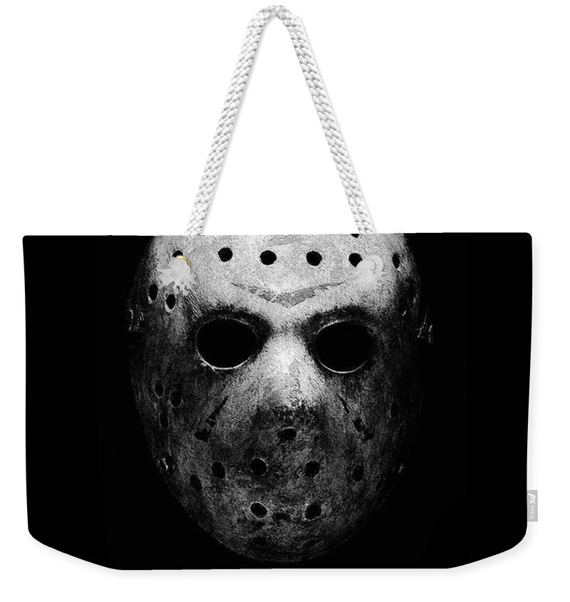 Movie Poster Weekender Tote Bag featuring the digital art Jason - Friday The 13th by Bo Kev
