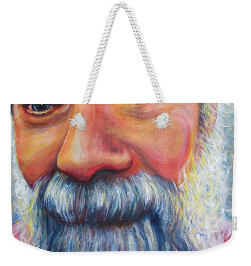 Acrylic Weekender Tote Bag featuring the painting Jay at Venice Cafe by Robert FERD Frank