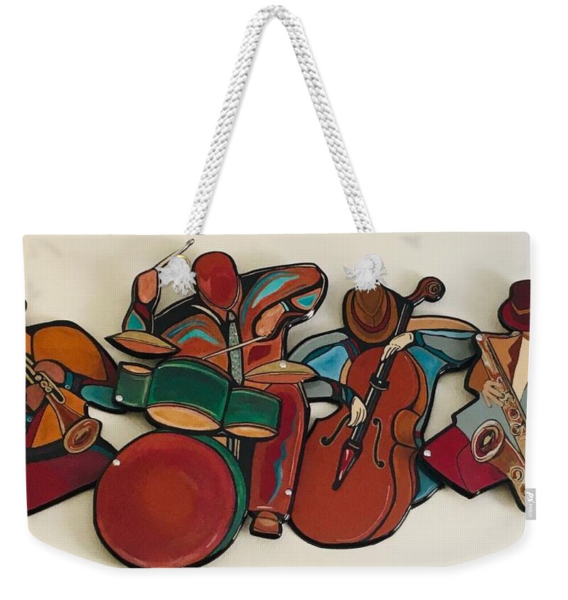 Music Weekender Tote Bag featuring the mixed media Jazz Ensemble IV custom by Bill Manson