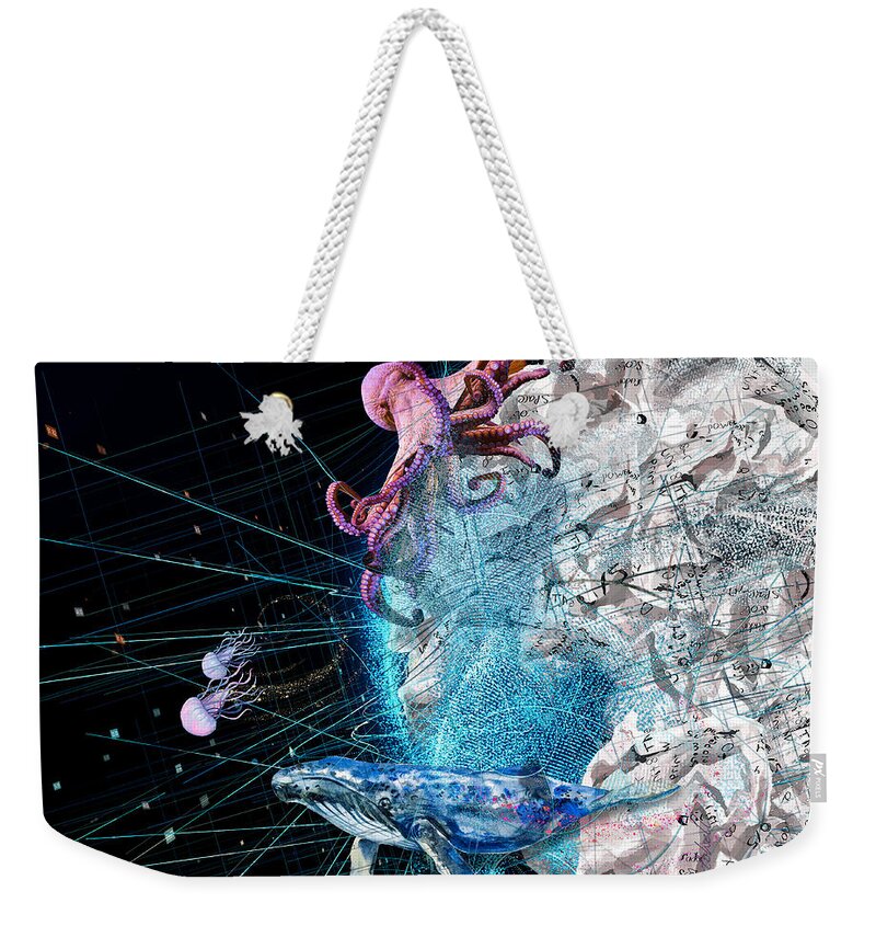Jazz Weekender Tote Bag featuring the digital art Jazz for Whales by Tina Mitchell