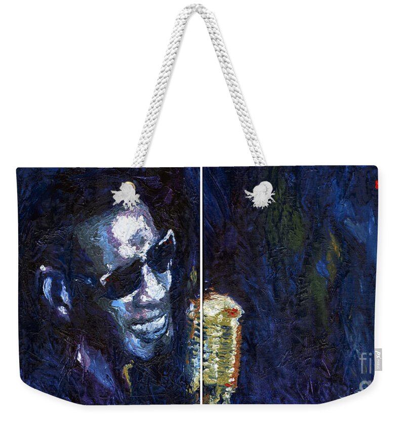 Jazz Weekender Tote Bag featuring the painting Jazz Ray Charles Song by Yuriy Shevchuk