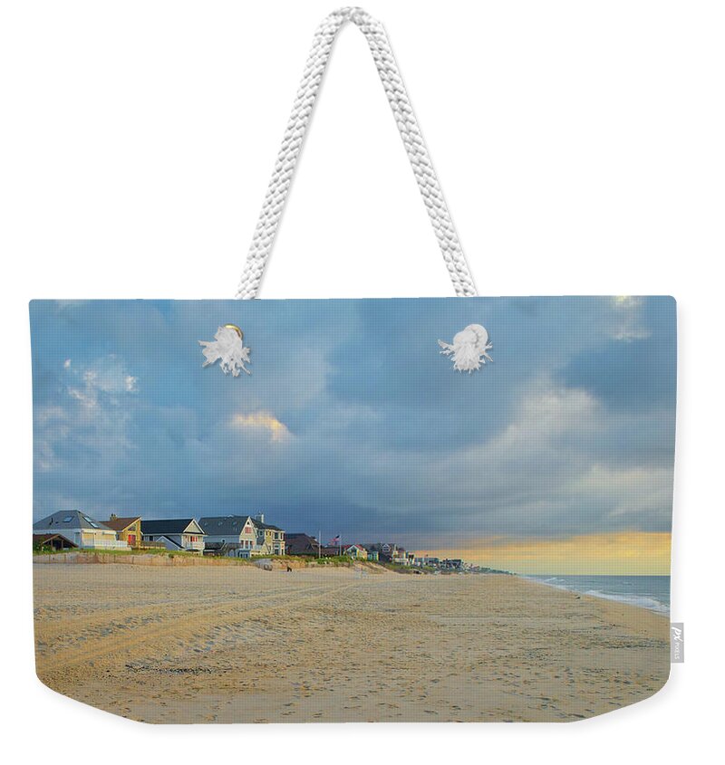 Beach Weekender Tote Bag featuring the photograph Jersey Shore Beachfront Homes at Sunrise by Matthew DeGrushe
