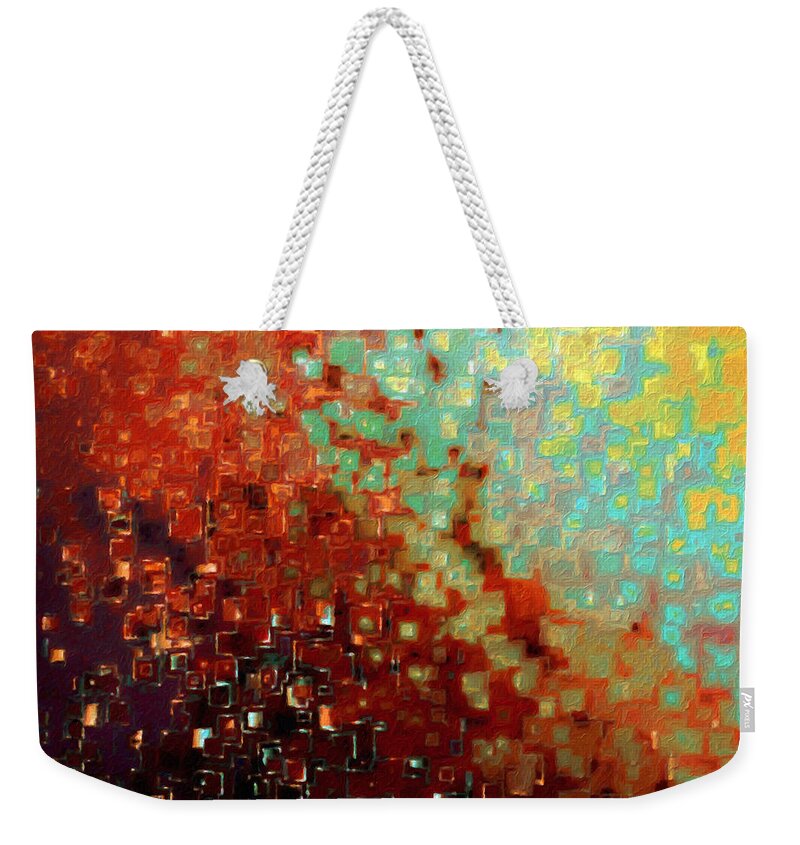 Red Weekender Tote Bag featuring the painting Jesus Christ The Branch. Isaiah 4 2. by Mark Lawrence