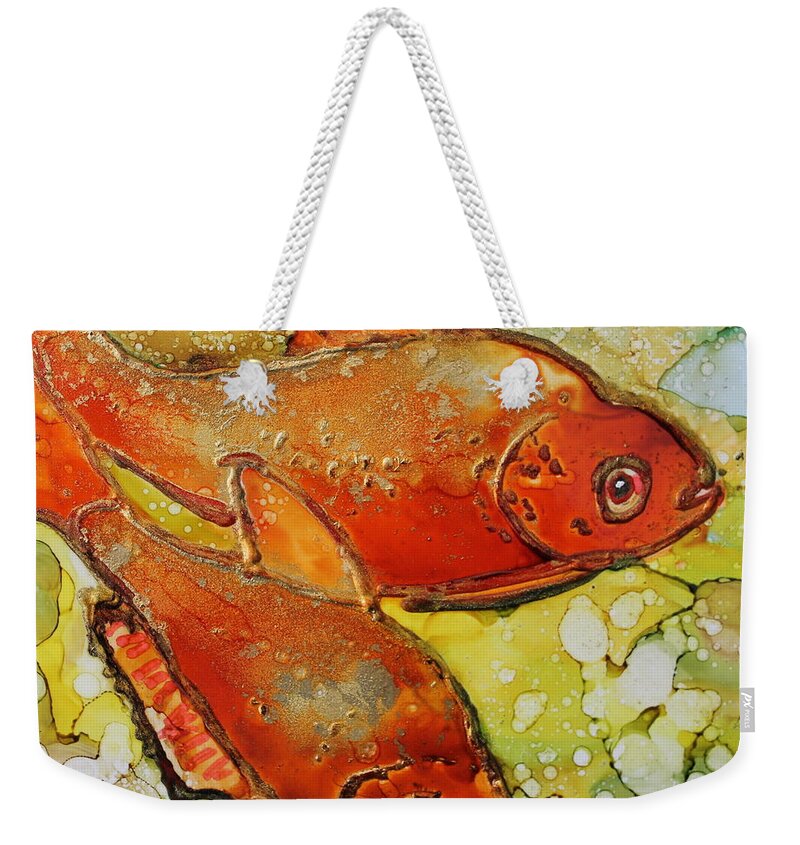 Fish Weekender Tote Bag featuring the painting Jewel Tetras by Ruth Kamenev