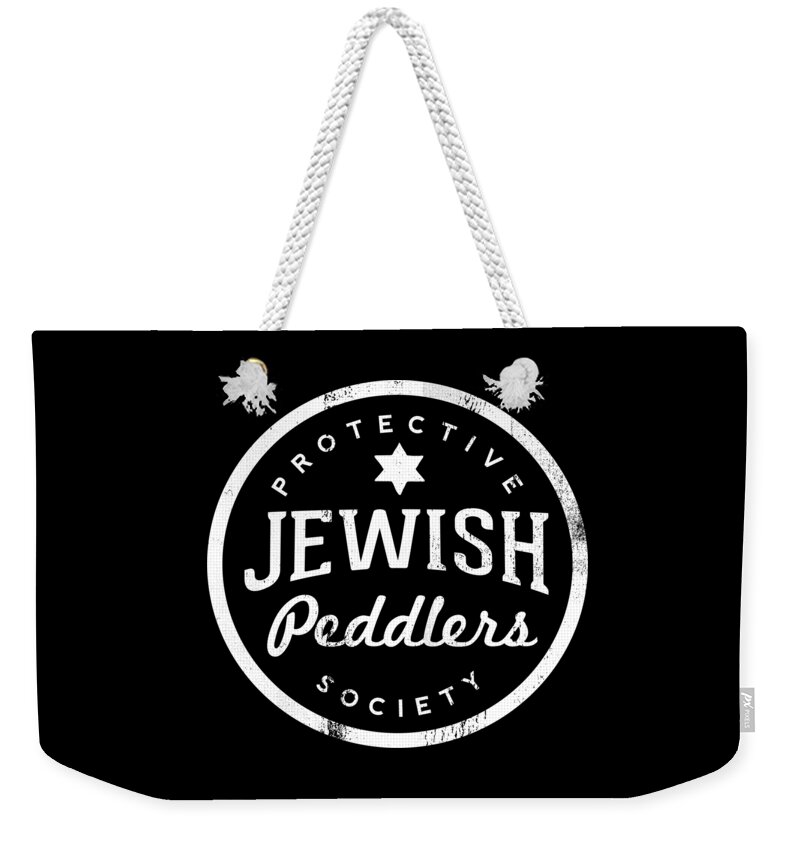 Jewish Weekender Tote Bag featuring the digital art Jewish Peddlers Protective Society- Art by Linda Woods by Linda Woods