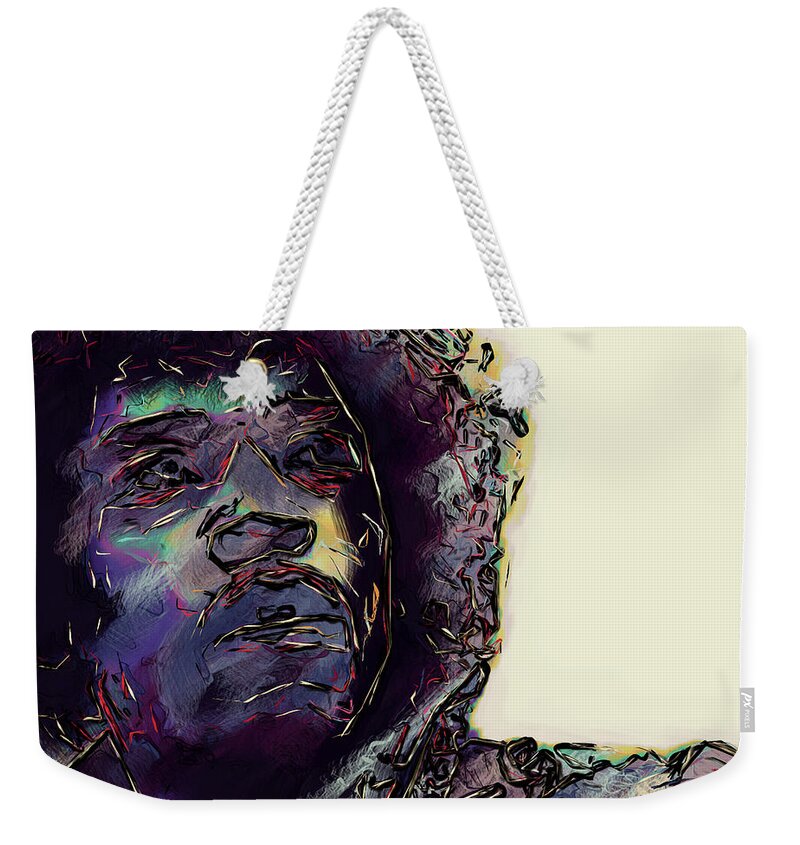 Jimi Hendrix Weekender Tote Bag featuring the digital art Jimi Hendrix by David Lane