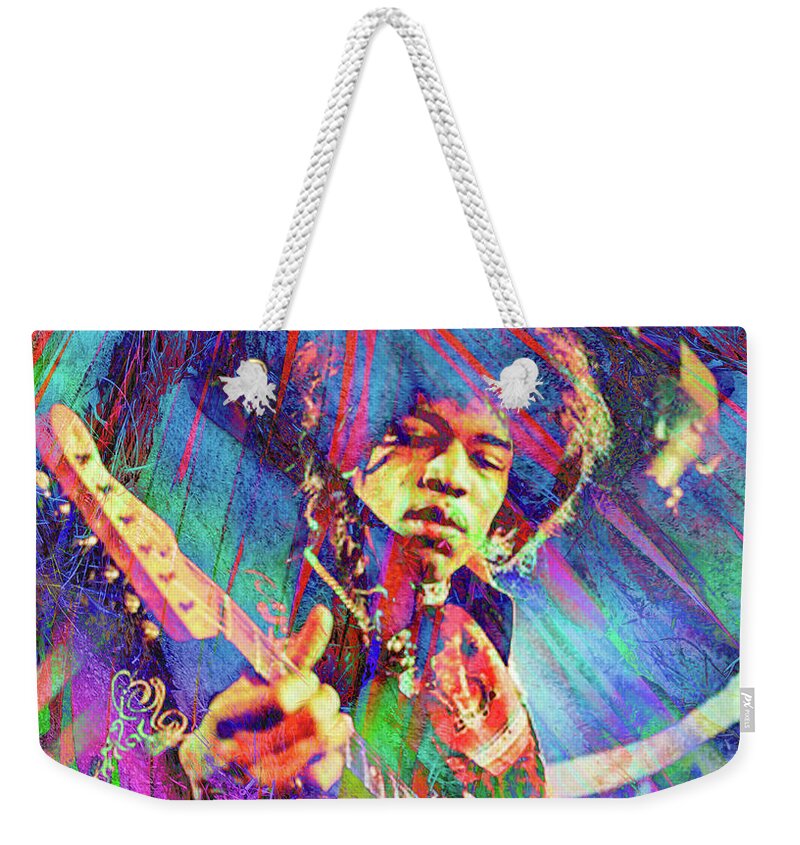 Jimi Hendrix Weekender Tote Bag featuring the digital art Jimi Hendrix by Rob Hemphill