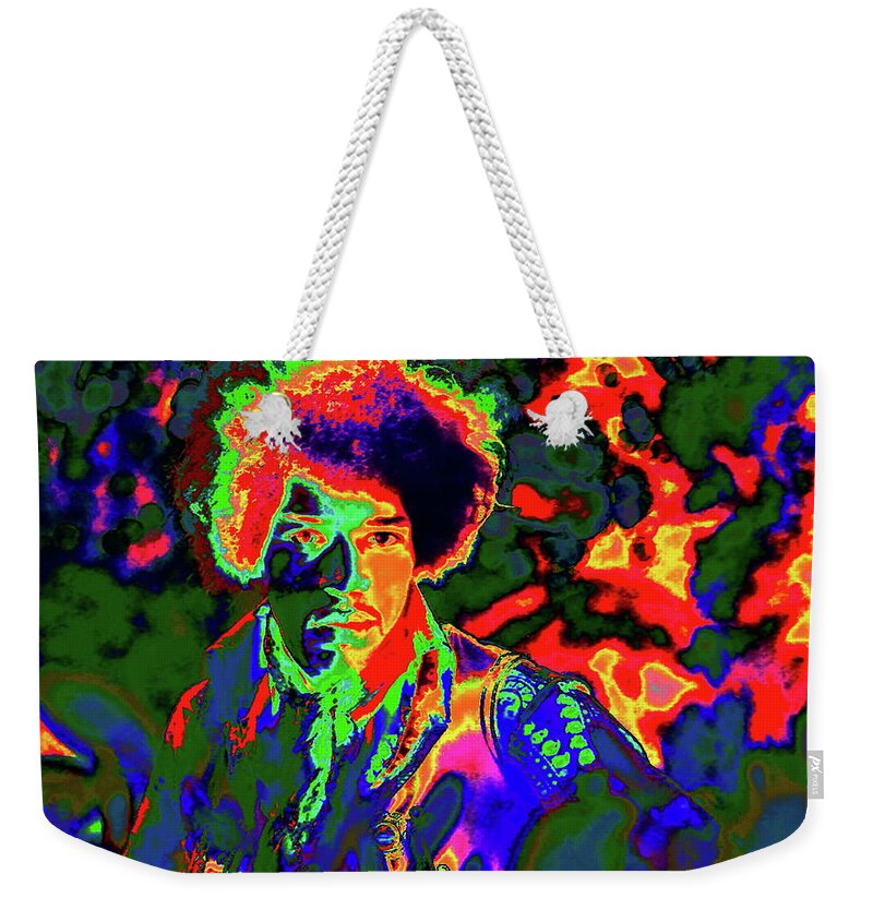 Jimi Weekender Tote Bag featuring the digital art Jimi by Larry Beat
