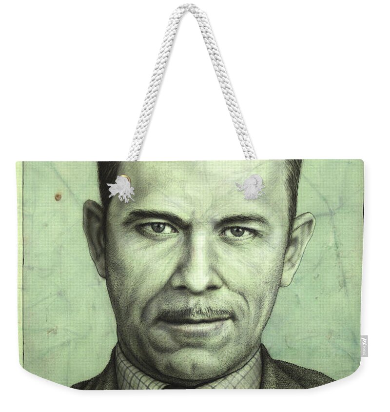 John Dillinger Weekender Tote Bag featuring the painting John Dillinger by James W Johnson