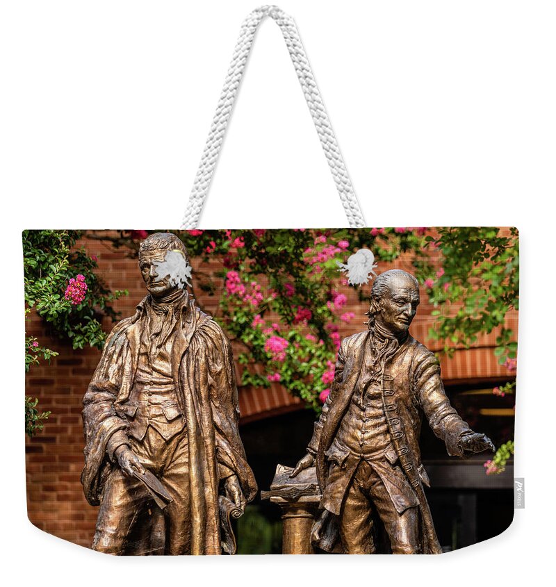 Statue Weekender Tote Bag featuring the photograph John Marshall and George Wythe Statue by Rachel Morrison