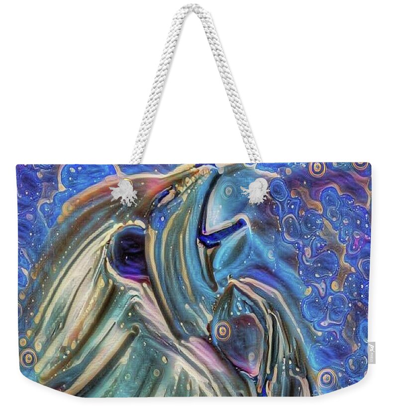 Lion Weekender Tote Bag featuring the mixed media Joy In The Night by Jessica Eli